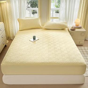 Imagem de Capa protetora de colchão 360°, ajuste completo, respirável e não irrita a pele, impermeável, lavável, à prova de poeira, para solteiro/casal/Queen/King, amarelo|||180 x 200 cm/(70 x 79 polegadas)