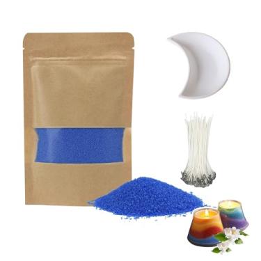 Imagem de Monivi Kit de fabricação de velas de areia de 100 ml – Cera de vela perolada sem perfume com 50 mechas e bandeja de lua, vela colorida de flor de gelo de areia para decoração de casa, presentes e