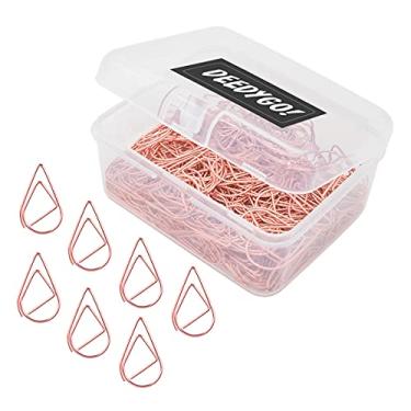 Imagem de DEEDYGO 250 peças de clipes de papel fofos em ouro rosa em forma de gota (lágrima), clipes de papel de aço inoxidável para escritório, material escolar, convites de casamento, scrapbookmarks, agendas