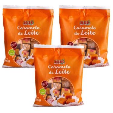 Imagem de Caramelo de leite diet puro pacote 100g hué - kit 3 unidades