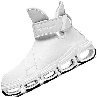 Imagem de DZUJY Chelsea Botas masculinas casuais para homens Blade Tênis esportivo moderno cano alto masculino marrom preto tamanho bota sapato masculino, Branco, 41