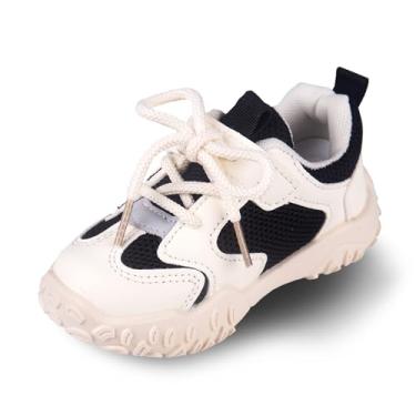 Imagem de Tênis para bebês meninas meninos branco caminhada descalço 18-24 meses tamanho 5 bico largo verão sola macia flexível dinossauro torcida tênis respirável futebol ao ar livre borracha tênis, M - branco