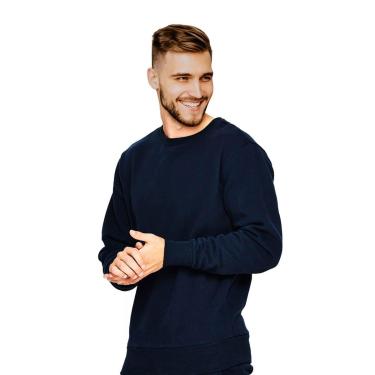 Imagem de Blusa de Moletom Azul Marinho Básico sem Capuz-Masculino