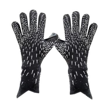 Imagem de Yuly Luvas de goleiro forte aderência luva de futebol de goleiro com suporte de dedo tamanho 6/7/8/9/10 crianças jovens adultos preto