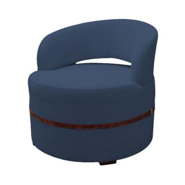 Imagem de Poltrona Decorativa Luana Estofada Para Sala Em Linho Azul