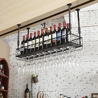 Imagem de Rack de vinho, balcão de bar, suporte de vinho, armário de vinho para armazenamento, bar de restaurante, armário de parede de ferro forjado, suporte de copo de vinho criativo, artesanato de cabeça