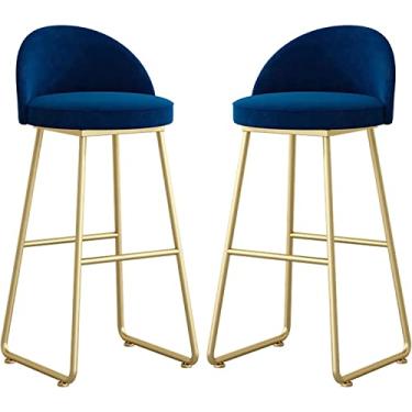 Imagem de Banquetas de bar, conjunto de 2 bancos de bar, bancos de bar para bancada de cozinha, cadeiras de bar de 65,6/76 cm de altura com encosto, bancos de bar de ferro forjado alto