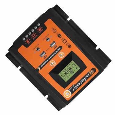 Imagem de KIMISS Controlador de Carga Solar MPPT 30A 50A 70A Painel PWM de Alta Eficiência Regulador de Bateria Com Display LCD USB Duplo para 12V 24V Auto RV Marine Off Grid System Preto Laranja (50A)