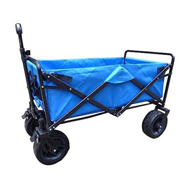 Imagem de LaYiQimn Carrinho de jardim dobrável, carrinho de compras resistente, carrinho de compras multifuncional para acampamento ao ar livre, caminhão de tração com rodas 4HP, carga: 80 kg/cinza
