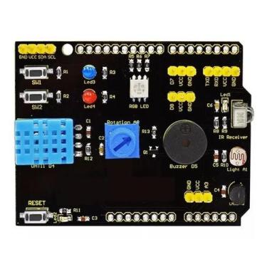 Imagem de Shield Multifunções com Sensores Educacionais DHT11, Buzzer e LED RGB 