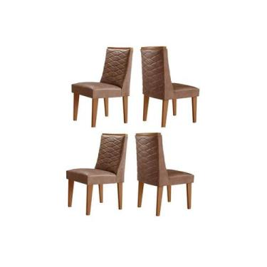Imagem de Kit 4 Cadeiras de Cozinha Dafne 4 Un Madeira Capuccino/Corano Capuccin