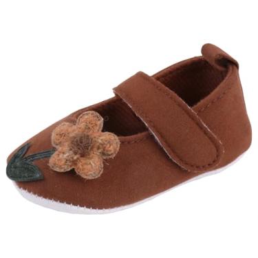 Imagem de Sapatos para bebês meninas meninos recém-nascidos Oxford mocassins adoráveis para berço infantil pré-andador PU tênis, 1281-marrom, 12-18 Months Toddler