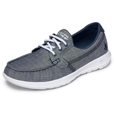 Imagem de Skechers Sapato náutico feminino Go Walk Lite-15433, Azul marino, 6