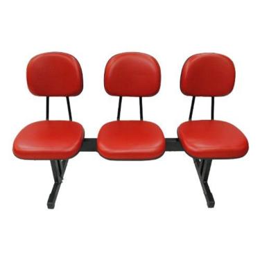 Imagem de Cadeira Secretária em longarina com 3 lugares Linha Economy Vermelho