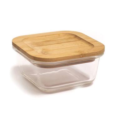 Imagem de Pote De Vidro Quadrado 320ml Tampa De Bambu Oikos