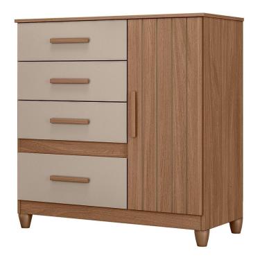 Imagem de Cômoda Sapateira Vênus 1 Porta E 4 Gavetas Carvalho Fendi Com Pés Moval