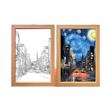 Imagem de Quadro De Luz LED Céu Estrelado, Lâmpada Lua, Arte De Parede Para Deco