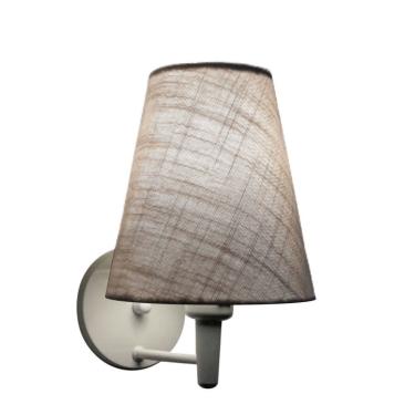 Imagem de Arandela Cone Md-2007 Base Branco Cúpula Em Tecido 20-08x18cm Rustico Cinza - Bivolt