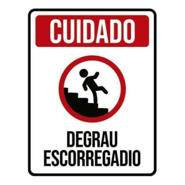 Imagem de Kit 10 Placas Cuidado Degrau Escorregadio 36X46 - Sinalizo