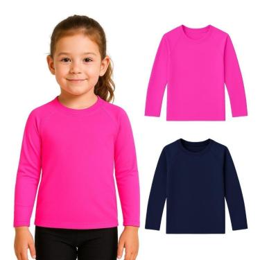 Imagem de Kit 2 Camisetas Manga Longa Infantil Menina Proteção Solar-Feminino