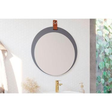 Imagem de Espelheira De Banheiro Lua Parede Oval 60x60cm Titanio - Mgm