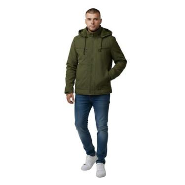 Imagem de Jaqueta Sarja Pelúciada Com Bolso Masculina - RCV, Verde, G