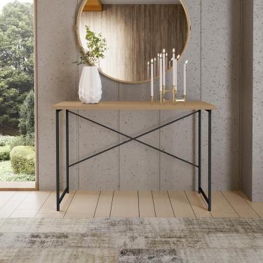 Imagem de Aparador Steel 76 Cm Estilo Industrial Com Pés Em Aço Preto/Fendi