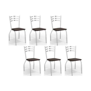 Imagem de Cadeiras de Cozinha Portugal C007 Kit 6 Un Cromada - Assento Preto 110