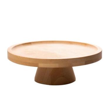 Imagem de Prato para Bolo Lyor com Pé de Bambu Natural 20cm