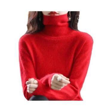 Imagem de Suéter De Cashmere Com Gola Alta Em Plush De Mink Para Mulheres Outono