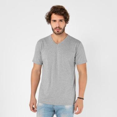 Imagem de Camiseta Masculina Básica Gola V - Fore, Cinza, G