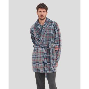 Imagem de Roupão Xadrez Curto - Lohe, Cinza, XG