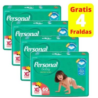 Imagem de Fralda Personal Giga Tam. XG de 11,5 a 15 kg 4 Pacotes Com 60 Unidades
