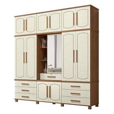 Imagem de Guarda Roupa Casal Londres Capelinha Jatobá Areia Acetinado - Santos A