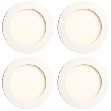 Imagem de Kit 4 Painel Redondo Embutir LED Luz Amarela Branco Quente 3000k 6W Bi