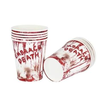 Imagem de Pratos De Papel Descartáveis Com Impressão De Mão Sangrenta Para Festa