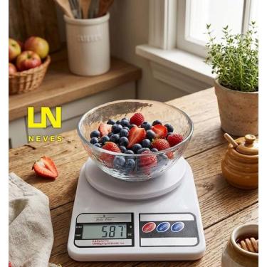 Imagem de Balança de Cozinha Digital Bela Flor Pesa Até 10kg Branca
