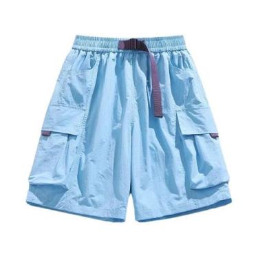 Imagem de Shorts Cargo Femininos Casuais De Verão Com Cinto, Bolsos Grandes, Res