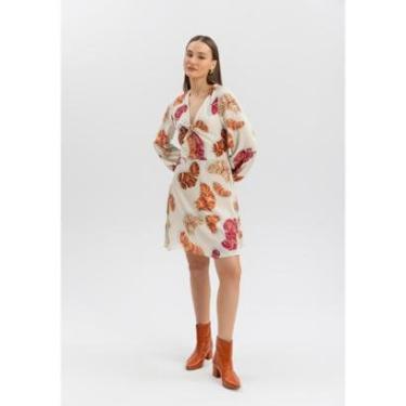 Imagem de Vestido Curto Estampado Com Mangas Longas E Detalhe De Nó-Feminino