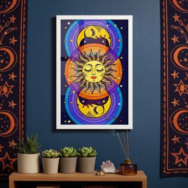 Imagem de Quadro Decorativo Místico Sol e Lua  - 70x50cm
