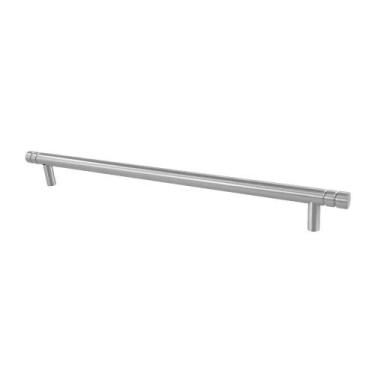Imagem de Puxador Barra Acetinado Com Friso Externo Alumínio 0210 Pauma, 256 mm