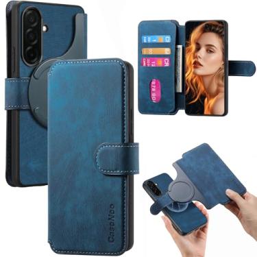 Imagem de Fofvccv Capa carteira magnética destacável para Samsung Galaxy S25 FE com compartimentos para cartões, compatível com MagSafe Retro PU Leather Folio Flip Kickstand Capa de telefone para Galaxy S25FE