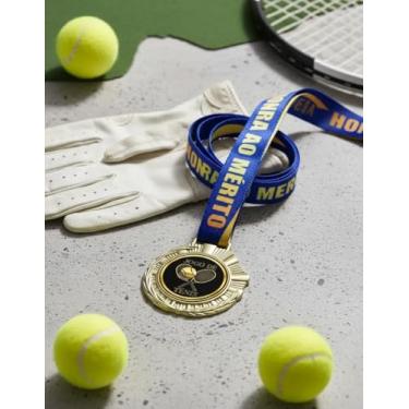 Imagem de Kit 5 Medalhas Para Torneio de Tênis Campeão Esportes Premiação 6cm Com Cordão honra ao mérito