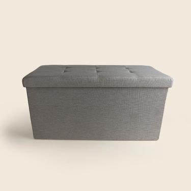 Imagem de Puff Baú Texture G Palha - A\CASA Puff Baú Veludo G Palha - A\CASA