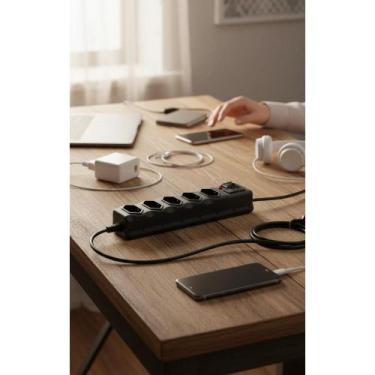 Imagem de Régua 5 Tomadas Universal Bivolt 1m Chave Led 10A - Congratulations St