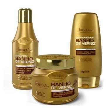 Imagem de Kit Banho De Verniz Com Shampoo Condicionador E Máscara 250G Forever L