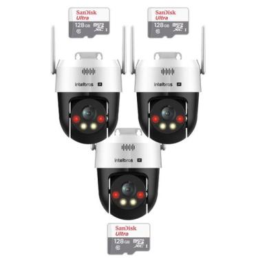 Imagem de Kit 3 Câmeras IP Wi-Fi Intelbras VIPW 1300 MINI SD Speed Dome 128GB