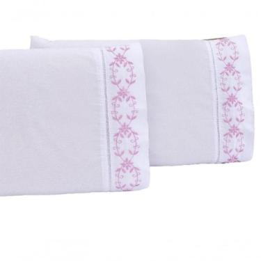 Imagem de Jogo Lençol King Casal Bordado 3 Peças Branco Uva Veneza - SHOPPINGNET