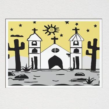 Imagem de Placa decorativa Igreja sertão nordeste cordel - LD Loja