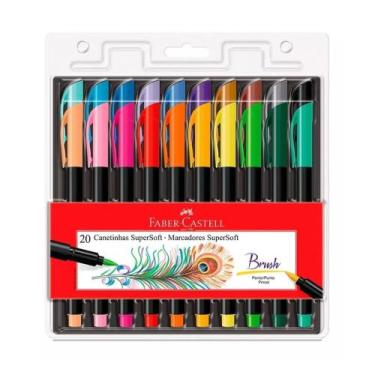 Imagem de Kit Caneta Brush Pen Ponta Pincel Faber Castell com 20 Cores - FABER C